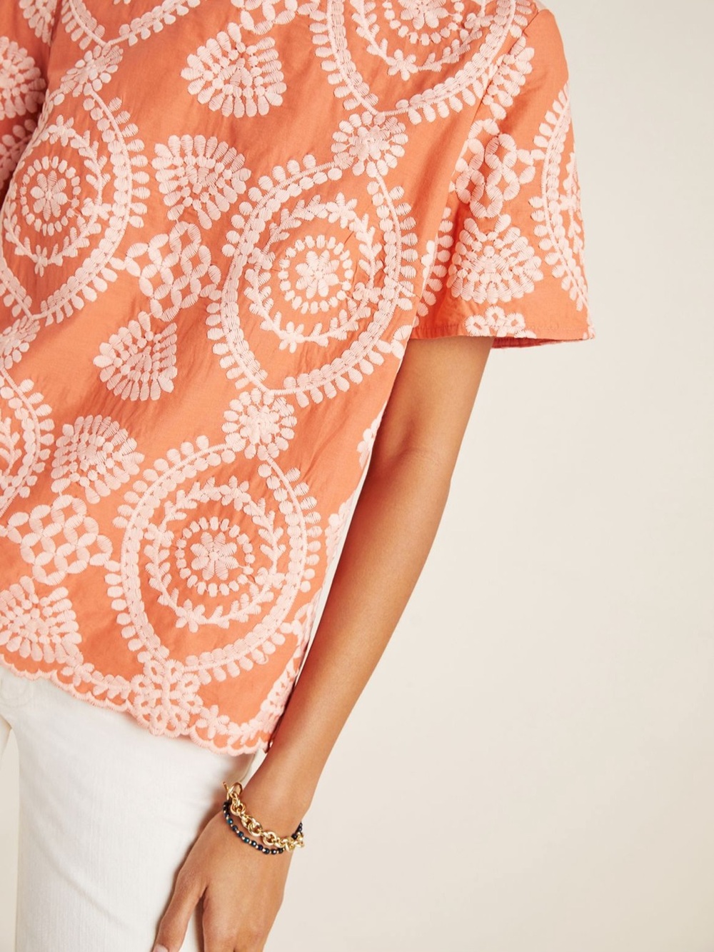 Anthropologie Eri + Ali Coralie Embroidered Top Boho Coastal Preppy Size XS - Picture 4 of 11